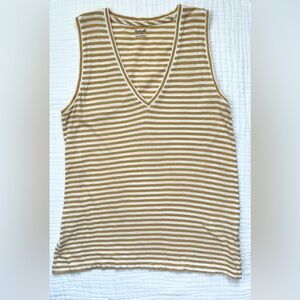 Madewell v-neck tank -Size XSmall -Yellow/white striped -V neck